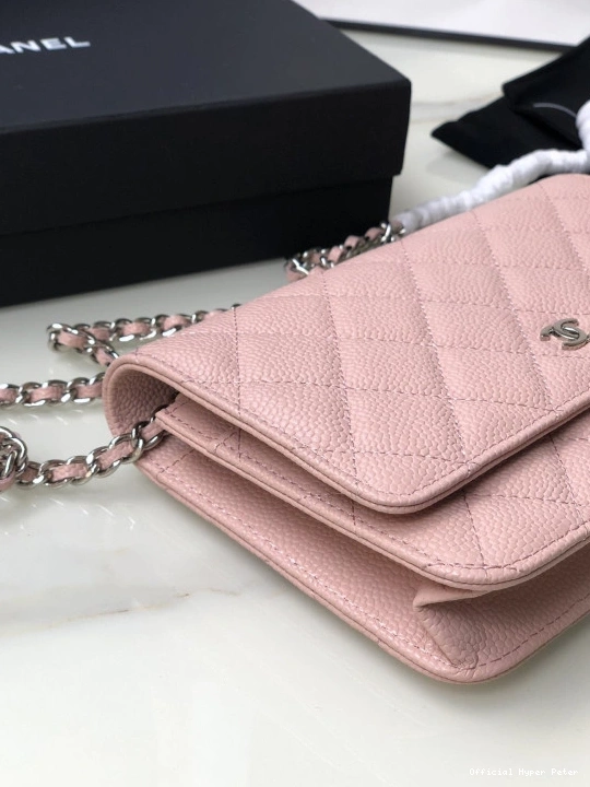 Hyper Peter SILVER WALLET CAVIAR WITH HARDWARE CHAIN CHANEL 0801